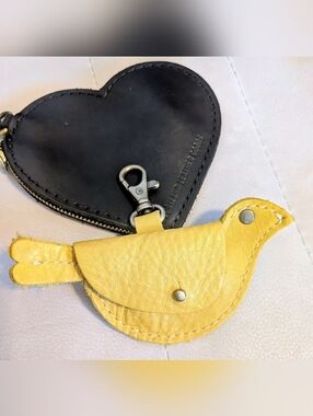 🖤🐤Portland Leather Goods Black Heart Keychain And Bird Keychain